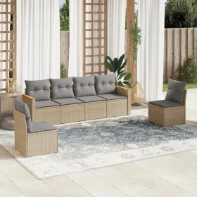 Garden sofa set with beige cushions mix 6 pieces PE rattan by , Garden sets - Ref: Foro24-3225863, Price: 357,74 €, Discount: %
