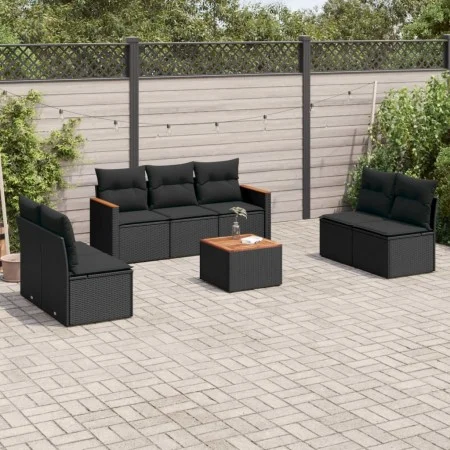 8-piece garden sofa set and black synthetic rattan cushions by , Garden sets - Ref: Foro24-3225880, Price: 461,31 €, Discount: %