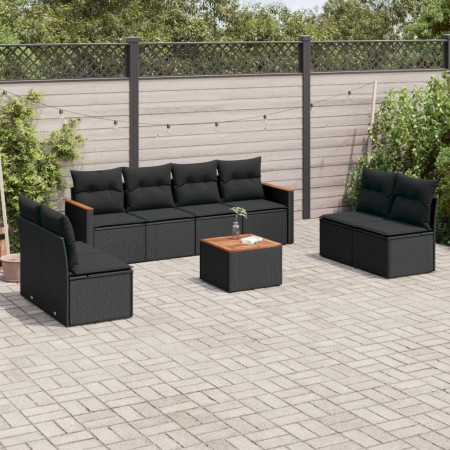 8-teiliges Gartensofa-Set und schwarze synthetische Rattankissen von , Gartensets - Ref: Foro24-3225894, Preis: 518,94 €, Rab...