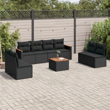 8-teiliges Gartensofa-Set und schwarze synthetische Rattankissen von , Gartensets - Ref: Foro24-3225894, Preis: 510,83 €, Rab...