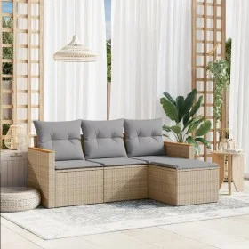 Garden sofa set with beige cushions mix 4 pieces PE rattan by , Garden sets - Ref: Foro24-3225905, Price: 235,60 €, Discount: %