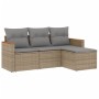 Gartensofa-Set mit beigem Kissenmix, 4-teilig aus PE-Rattan von , Gartensets - Ref: Foro24-3225905, Preis: 234,58 €, Rabatt: %
