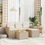 Garden sofa set with cushions 5 pieces beige synthetic rattan by , Garden sets - Ref: Foro24-3225911, Price: 307,22 €, Discou...
