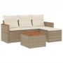 Gartensofa-Set mit Kissen, 5-teilig, beiges synthetisches Rattan von , Gartensets - Ref: Foro24-3225911, Preis: 282,80 €, Rab...