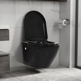 Spülrandloses Wand-WC aus schwarzer Keramik von vidaXL, Badezimmer - Ref: Foro24-145238, Preis: 230,61 €, Rabatt: %