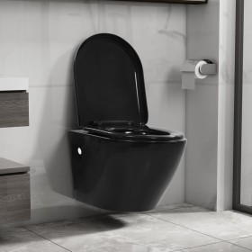 Spülrandloses Wand-WC aus schwarzer Keramik von vidaXL, Badezimmer - Ref: Foro24-145238, Preis: 202,58 €, Rabatt: %