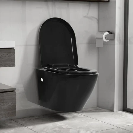 Spülrandloses Wand-WC aus schwarzer Keramik von vidaXL, Badezimmer - Ref: Foro24-145238, Preis: 230,61 €, Rabatt: %