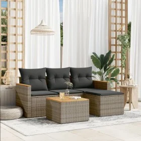 Gartensofa-Set mit Kissen, 5-teilig, graues synthetisches Rattan von , Gartensets - Ref: Foro24-3225913, Preis: 267,19 €, Rab...