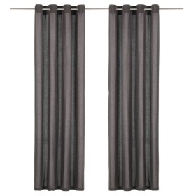 Cortinas con anillas de metal 2 uds algodón antracita 140x245cm