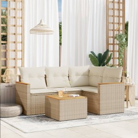 Garden sofa set with cushions 5 pieces beige synthetic rattan by , Garden sets - Ref: Foro24-3225939, Price: 323,61 €, Discou...