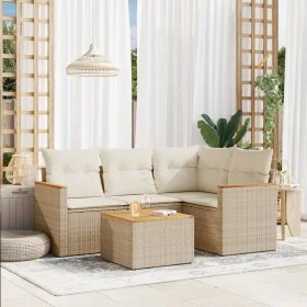 Garden sofa set with cushions 5 pieces beige synthetic rattan by , Garden sets - Ref: Foro24-3225939, Price: 359,39 €, Discou...