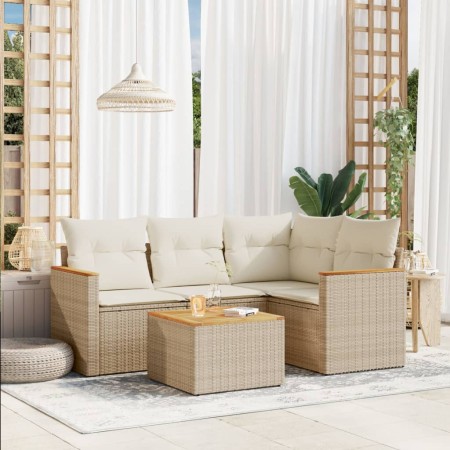 Juego de sofás jardín con cojines 5 pzas ratán sintético beige de , Conjuntos de jardín - Ref: Foro24-3225939, Precio: 323,61...