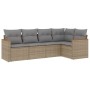 Gartensofa-Set mit beigem Kissenmix, 5-teilig aus PE-Rattan von , Gartensets - Ref: Foro24-3225947, Preis: 329,12 €, Rabatt: %