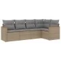 Gartensofa-Set mit beigem Kissenmix, 5-teilig aus PE-Rattan von , Gartensets - Ref: Foro24-3225947, Preis: 319,98 €, Rabatt: %