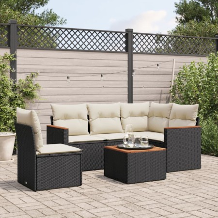 6-teiliges Gartensofa-Set und schwarze synthetische Rattankissen von , Gartensets - Ref: Foro24-3225979, Preis: 342,64 €, Rab...
