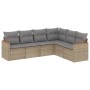 Garden sofa set with beige cushions mix 6 pieces PE rattan by , Garden sets - Ref: Foro24-3226003, Price: 379,43 €, Discount: %