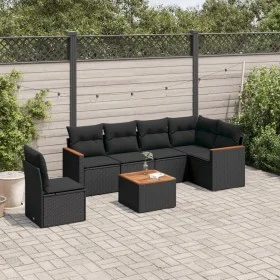 7-piece garden dining set and black synthetic rattan cushions by , Garden sets - Ref: Foro24-3226020, Price: 445,11 €, Discou...