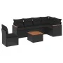 Set de comedor de jardín 7 pzas y cojines ratán sintético negro de , Conjuntos de jardín - Ref: Foro24-3226020, Precio: 443,2...