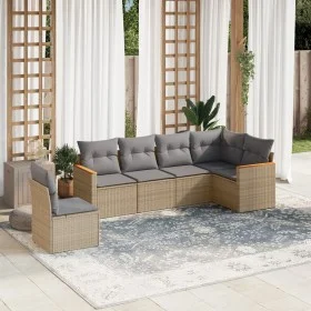 Gartensofa-Set mit beigem Kissenmix, 6-teilig, PE-Rattan von , Gartensets - Ref: Foro24-3226017, Preis: 378,52 €, Rabatt: %
