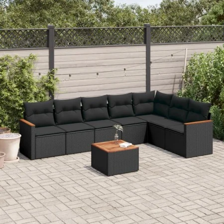 Set de sofás de jardín 8 piezas y cojines ratán sintético negro de , Conjuntos de jardín - Ref: Foro24-3226034, Precio: 495,9...