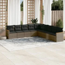 9-piece garden furniture set and gray synthetic rattan cushions by , Garden sets - Ref: Foro24-3226060, Price: 510,41 €, Disc...
