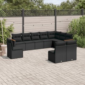 Set de sofás de jardín 10 pzas cojines ratán sintético negro de , Conjuntos de jardín - Ref: Foro24-3226069, Precio: 617,85 €...