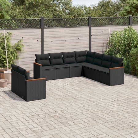 Set de sofás de jardín 8 piezas y cojines ratán sintético negro de , Conjuntos de jardín - Ref: Foro24-3226097, Precio: 595,3...
