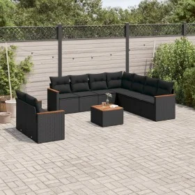 Garden sofa set 10 pieces with black synthetic rattan cushions by , Garden sets - Ref: Foro24-3226104, Price: 651,75 €, Disco...