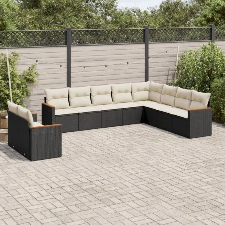 Set de sofás de jardín 10 pzas cojines ratán sintético negro de , Conjuntos de jardín - Ref: Foro24-3226112, Precio: 596,24 €...