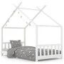 Estructura de cama infantil madera maciza pino blanco 90x200 cm de vidaXL, Cunas y camas para niños - Ref: Foro24-283369, Pre...