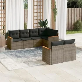 7-teiliges Gartensofa-Set mit grauen PE-Rattan-Kissen von , Gartensets - Ref: Foro24-3226144, Preis: 442,57 €, Rabatt: %