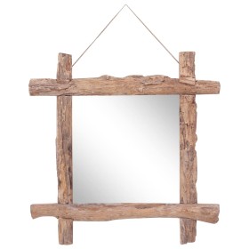 Espejo de troncos de madera maciza reciclada natural 70x70 cm de vidaXL, Espejos - Ref: Foro24-283934, Precio: 115,36 €, Desc...