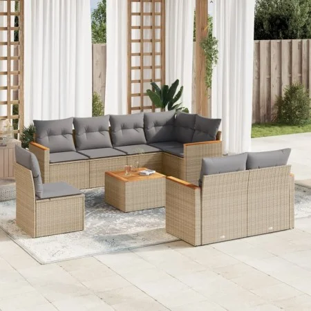 Garden sofa set with beige cushions mix 9 pieces PE rattan by , Garden sets - Ref: Foro24-3226171, Price: 561,62 €, Discount: %