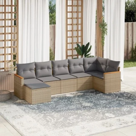 Garden sofa set with beige cushions mix 7 pieces PE rattan by , Garden sets - Ref: Foro24-3226192, Price: 420,52 €, Discount: %