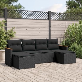 6-teiliges Gartensofa-Set und schwarze synthetische Rattankissen von , Gartensets - Ref: Foro24-3226216, Preis: 343,58 €, Rab...