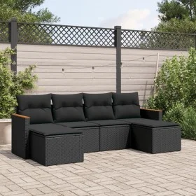 6-teiliges Gartensofa-Set und schwarze synthetische Rattankissen von , Gartensets - Ref: Foro24-3226216, Preis: 342,20 €, Rab...
