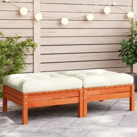 Reposapiés jardín cojines 2 uds madera maciza pino marrón cera by , Modular outdoor sofas - Ref: Foro24-838170, Price: 141,27...