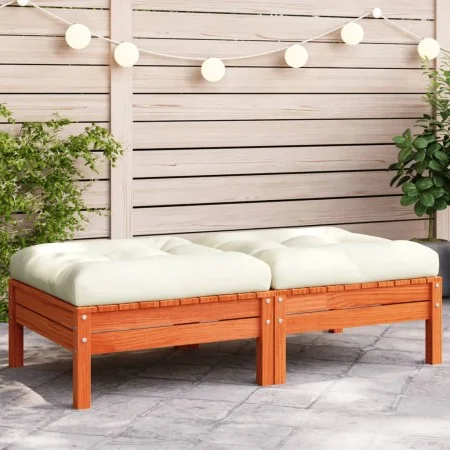 Fußstütze Gartenkissen 2 Stück Massivholz Kiefer braun Wachs von , Modulare Sofas für den Außenbereich - Ref: Foro24-838170, ...