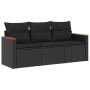 Gartensofagarnitur mit Kissen, 3-teilig, aus schwarzem Kunststoffrattan. von , Gartensets - Ref: Foro24-3225754, Preis: 201,6...