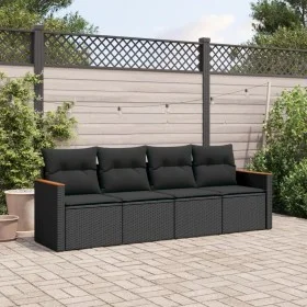 Gartensitzgruppe 4-teilig mit schwarzen Polstern aus synthetischem Rattan von , Gartensets - Ref: Foro24-3225768, Preis: 258,...