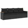 Juego de sofás jardín 4 pzas con cojines ratán sintético negro by , Garden sets - Ref: Foro24-3225768, Price: 258,40 €, Disco...