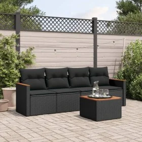 Gartenmöbel-Set, 5-teilig, mit schwarzen Polstern aus synthetischem Rattan. von , Gartensets - Ref: Foro24-3225775, Preis: 29...