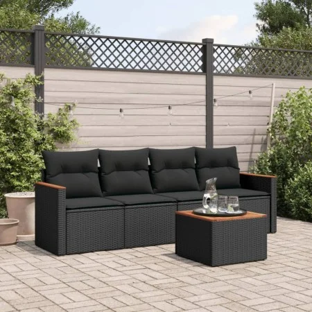 Gartenmöbel-Set, 5-teilig, mit schwarzen Polstern aus synthetischem Rattan. von , Gartensets - Ref: Foro24-3225775, Preis: 29...