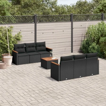 Garten-Essgruppe 7-teilig mit schwarzen Polstern aus synthetischem Rattan von , Gartensets - Ref: Foro24-3225789, Preis: 447,...