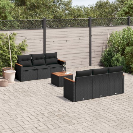Set de comedor de jardín 7 pzas y cojines ratán sintético negro by , Garden sets - Ref: Foro24-3225789, Price: 438,48 €, Disc...