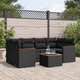 Garten-Essgruppe 7-teilig mit schwarzen Polstern aus synthetischem Rattan von , Gartensets - Ref: Foro24-3225796, Preis: 446,...