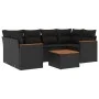 Set de comedor de jardín 7 pzas y cojines ratán sintético negro de , Conjuntos de jardín - Ref: Foro24-3225796, Precio: 448,0...