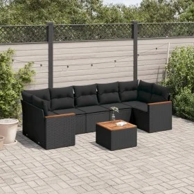 Set de sofás de jardín 8 piezas y cojines ratán sintético negro de , Conjuntos de jardín - Ref: Foro24-3225810, Precio: 533,5...