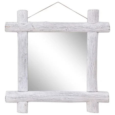 White recycled solid wood log mirror 70x70 cm by vidaXL, Mirrors - Ref: Foro24-283932, Price: 78,23 €, Discount: %