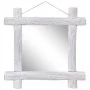 White recycled solid wood log mirror 70x70 cm by vidaXL, Mirrors - Ref: Foro24-283932, Price: 78,23 €, Discount: %